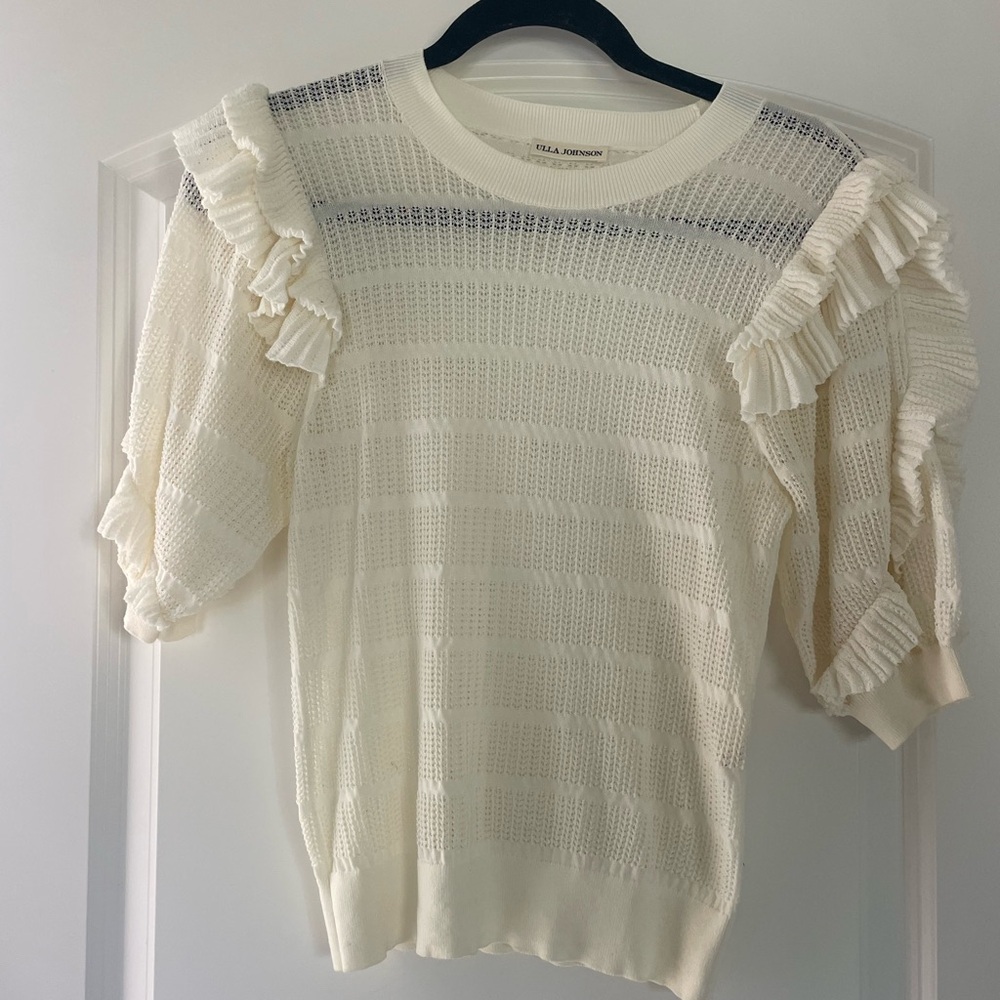Ulla Johnson cream knit puff sleeve sweater small